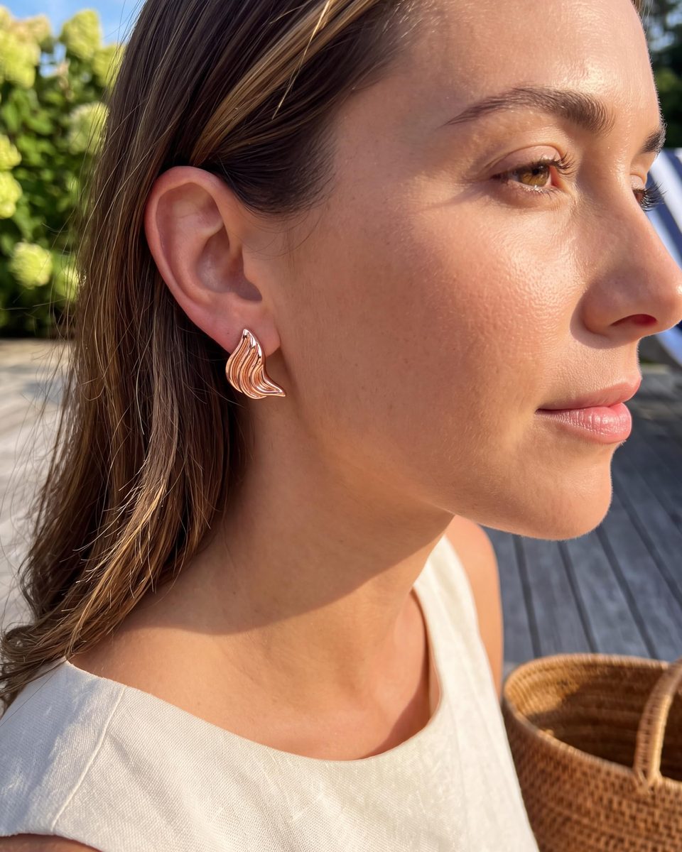 Trendy Rose Gold Stud Earrings – photo 8