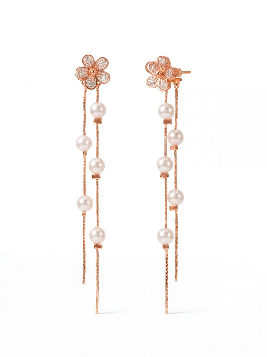 Trendy Rose Gold Dangle Earrings