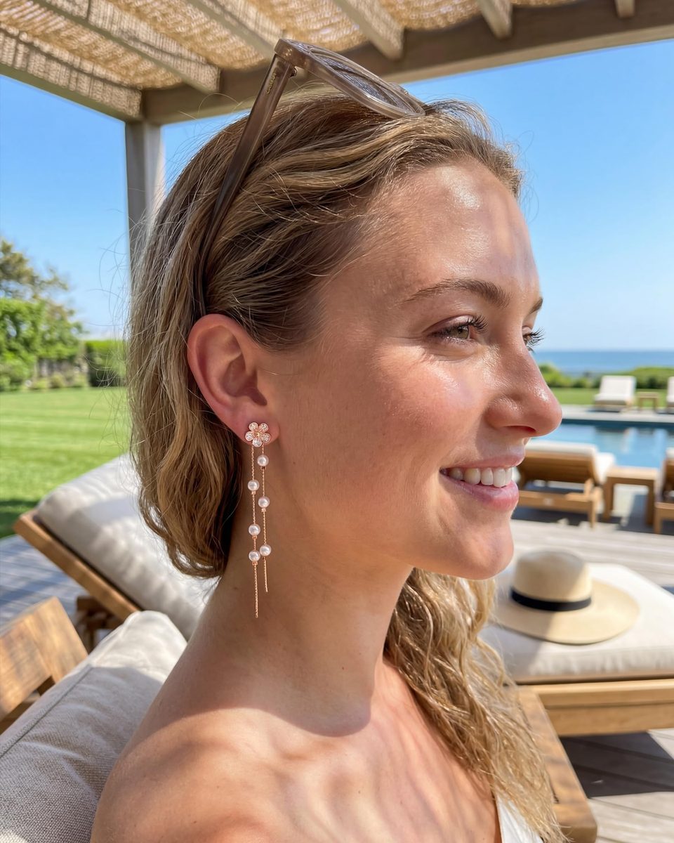 Trendy Rose Gold Dangle Earrings – photo 2