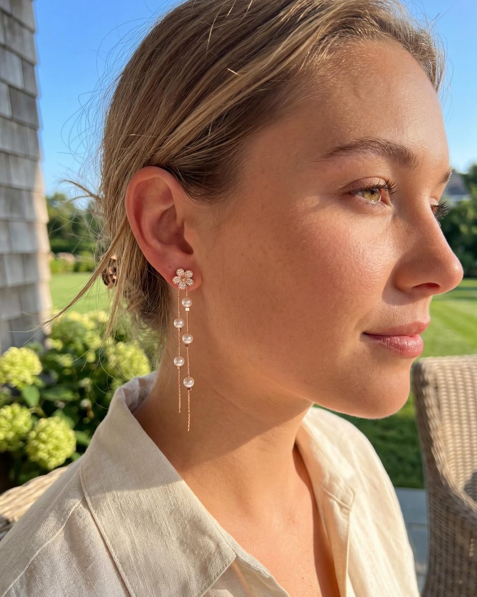 Trendy Rose Gold Dangle Earrings – photo 3