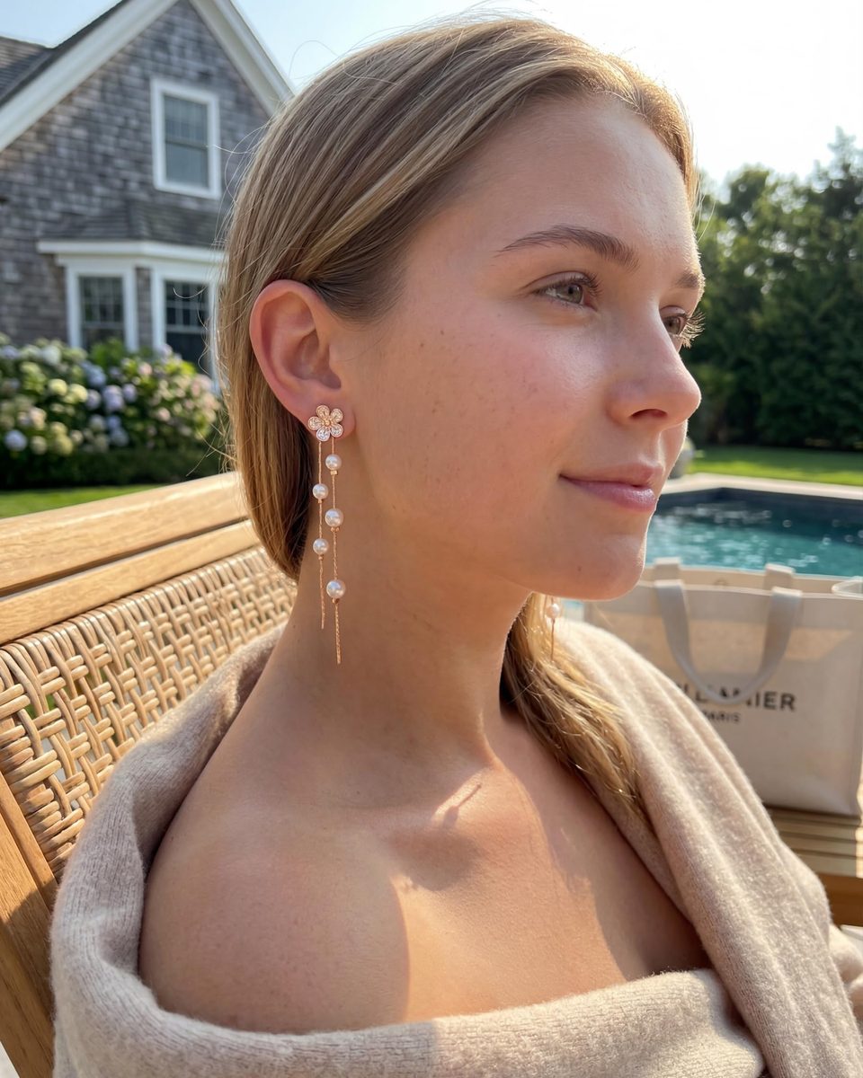 Trendy Rose Gold Dangle Earrings – photo 4
