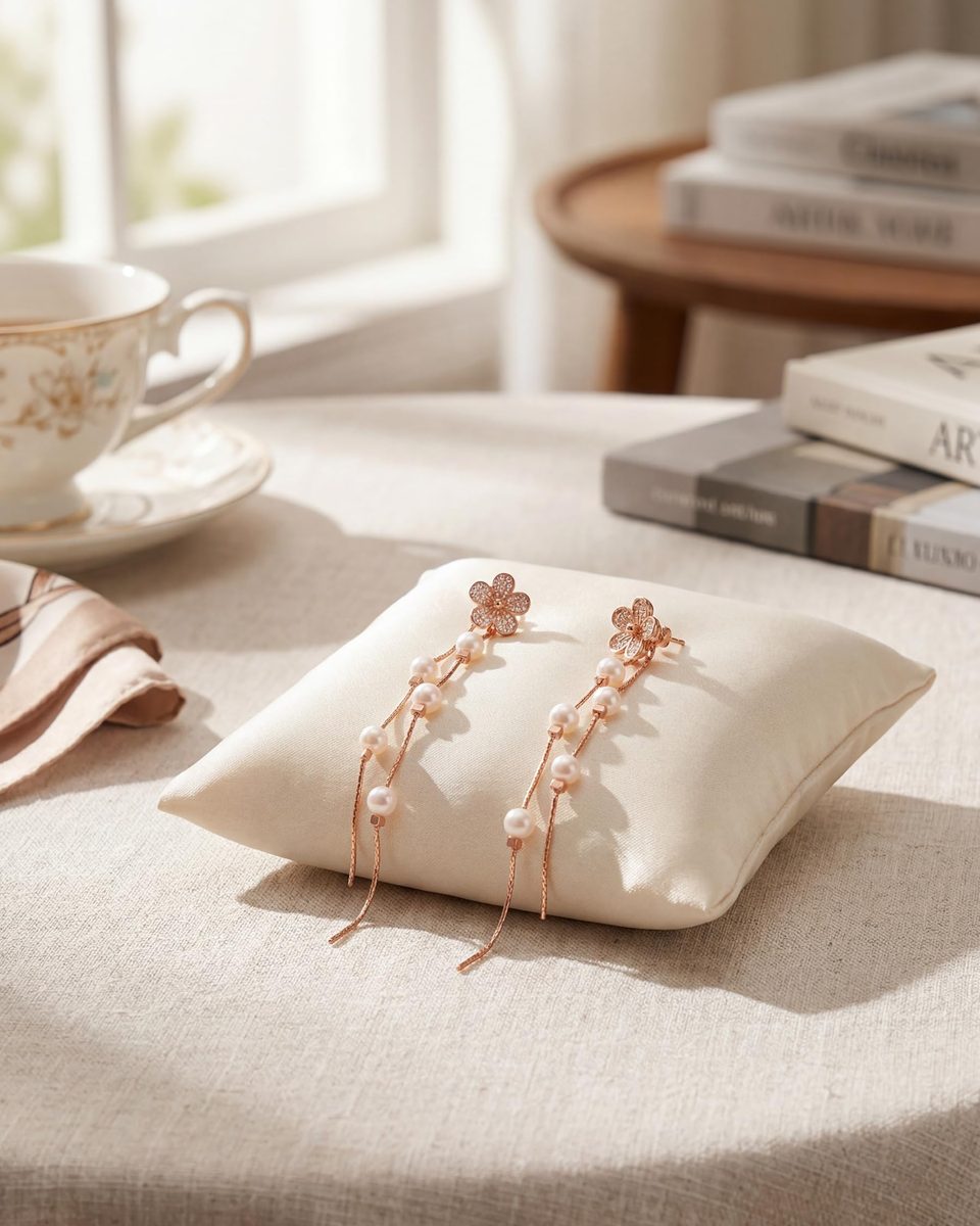 Trendy Rose Gold Dangle Earrings – photo 5