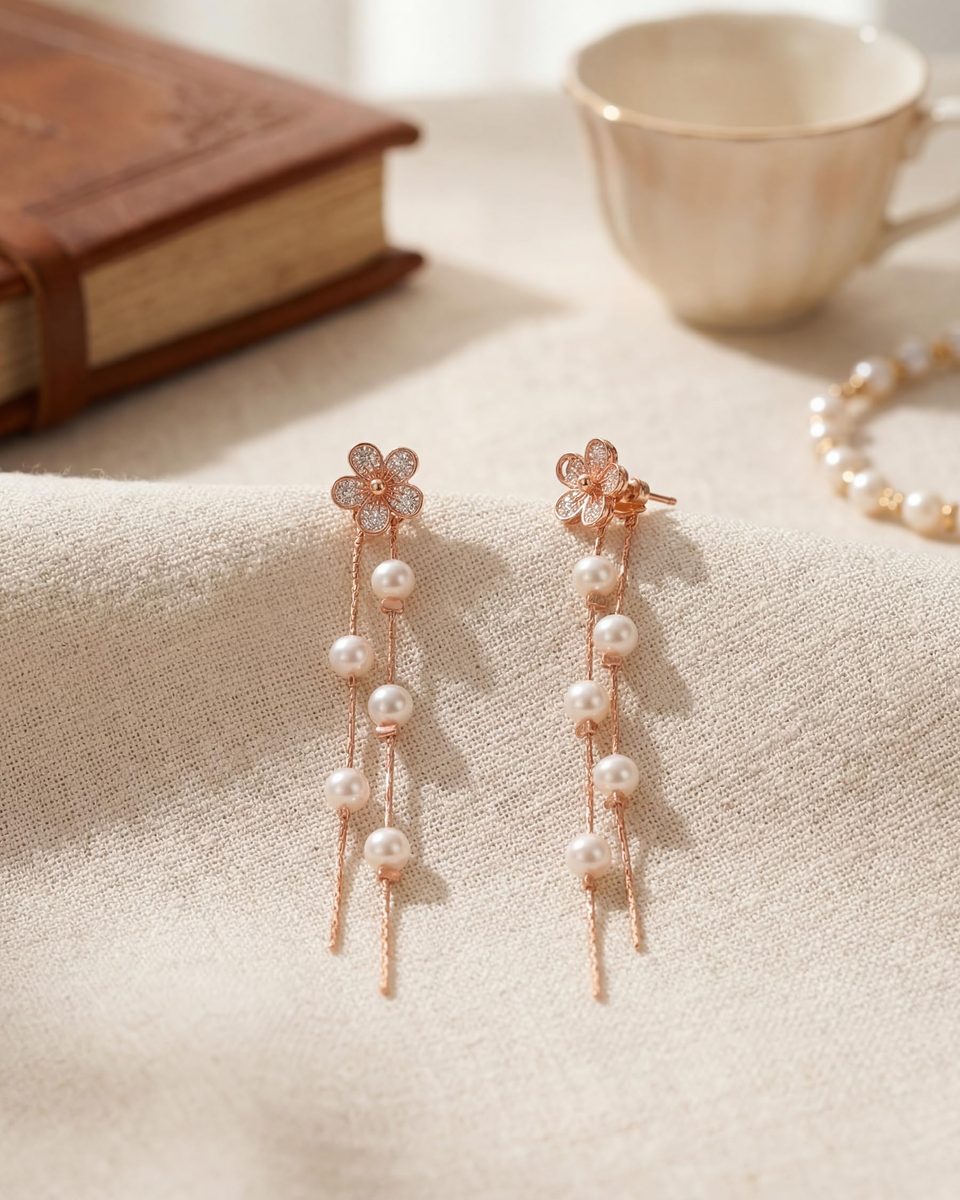 Trendy Rose Gold Dangle Earrings – photo 6