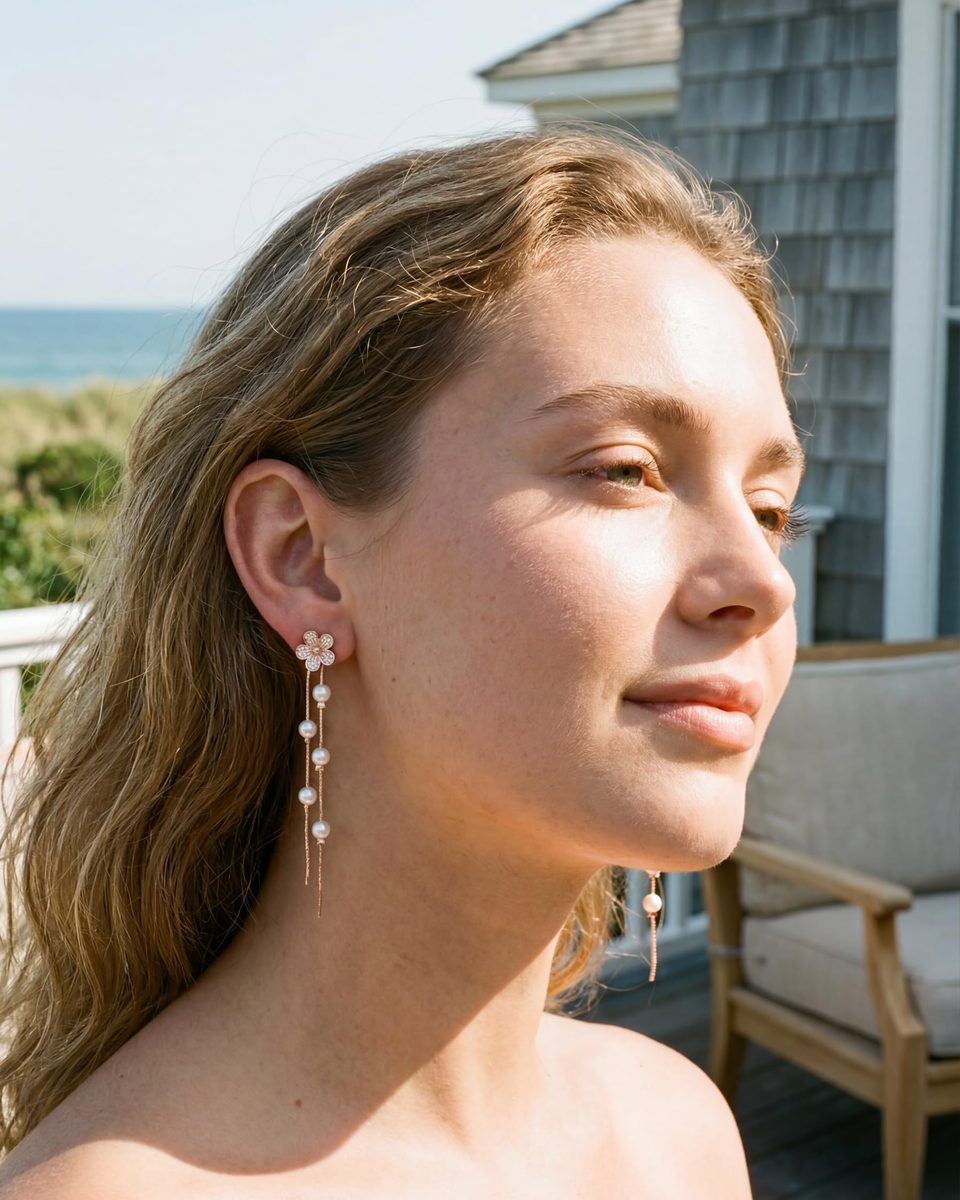 Trendy Rose Gold Dangle Earrings – photo 8