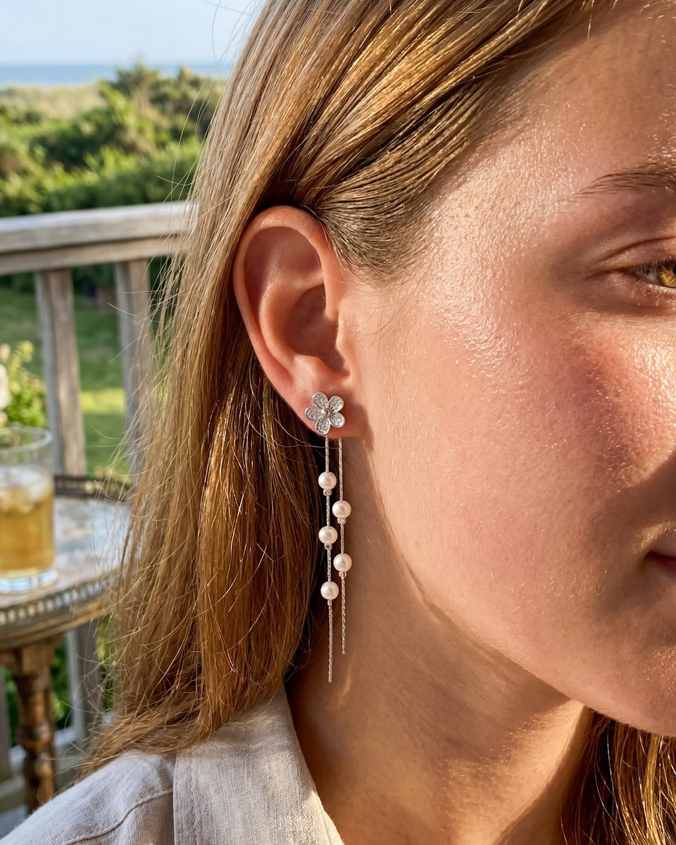 Dainty Silver Dangle Earrings – photo 4