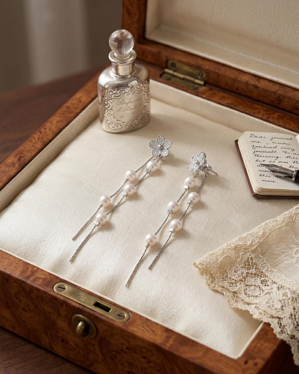 Dainty Silver Dangle Earrings – photo 5