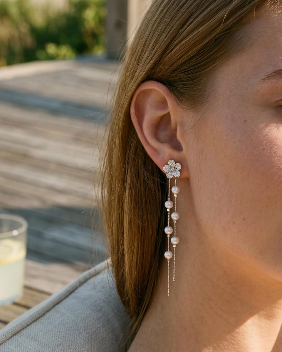 Dainty Silver Dangle Earrings – photo 8