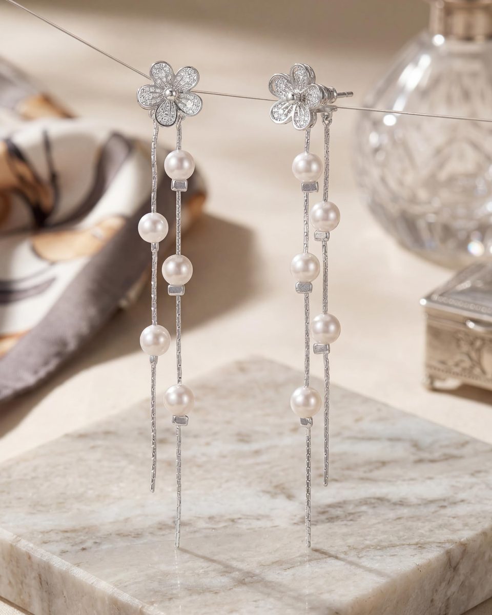 Dainty Silver Dangle Earrings – photo 9