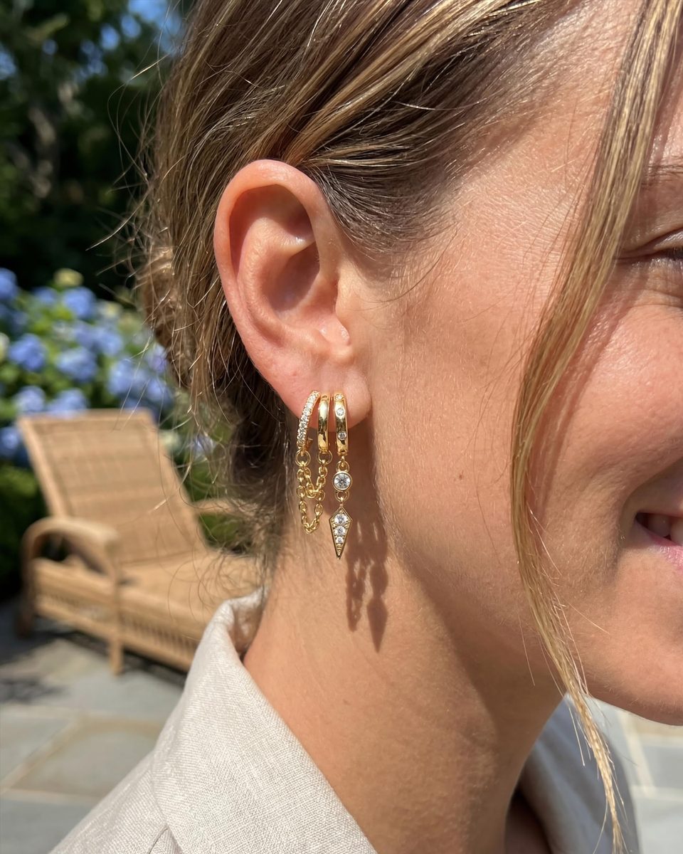 Trendy 14K Gold Dangle Earrings – photo 2