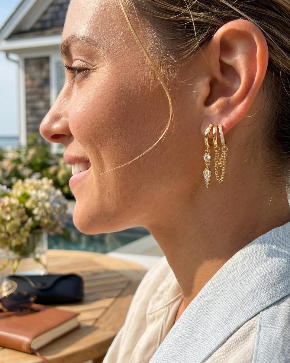 Trendy 14K Gold Dangle Earrings – photo 4