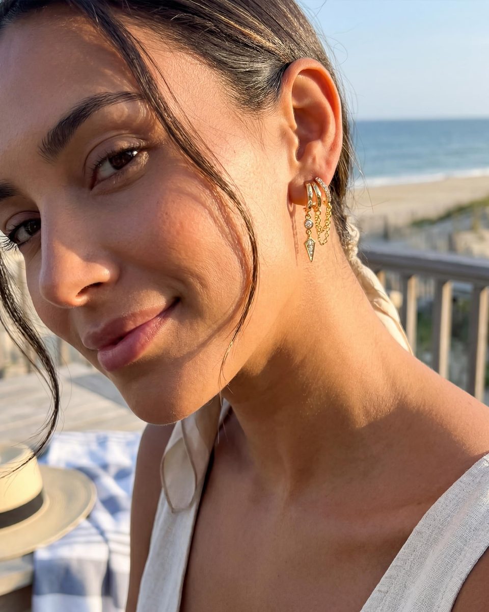Trendy 14K Gold Dangle Earrings – photo 8