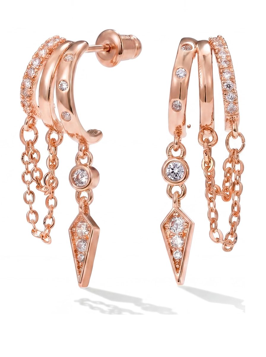 Trendy Rose Gold Huggie Earrings