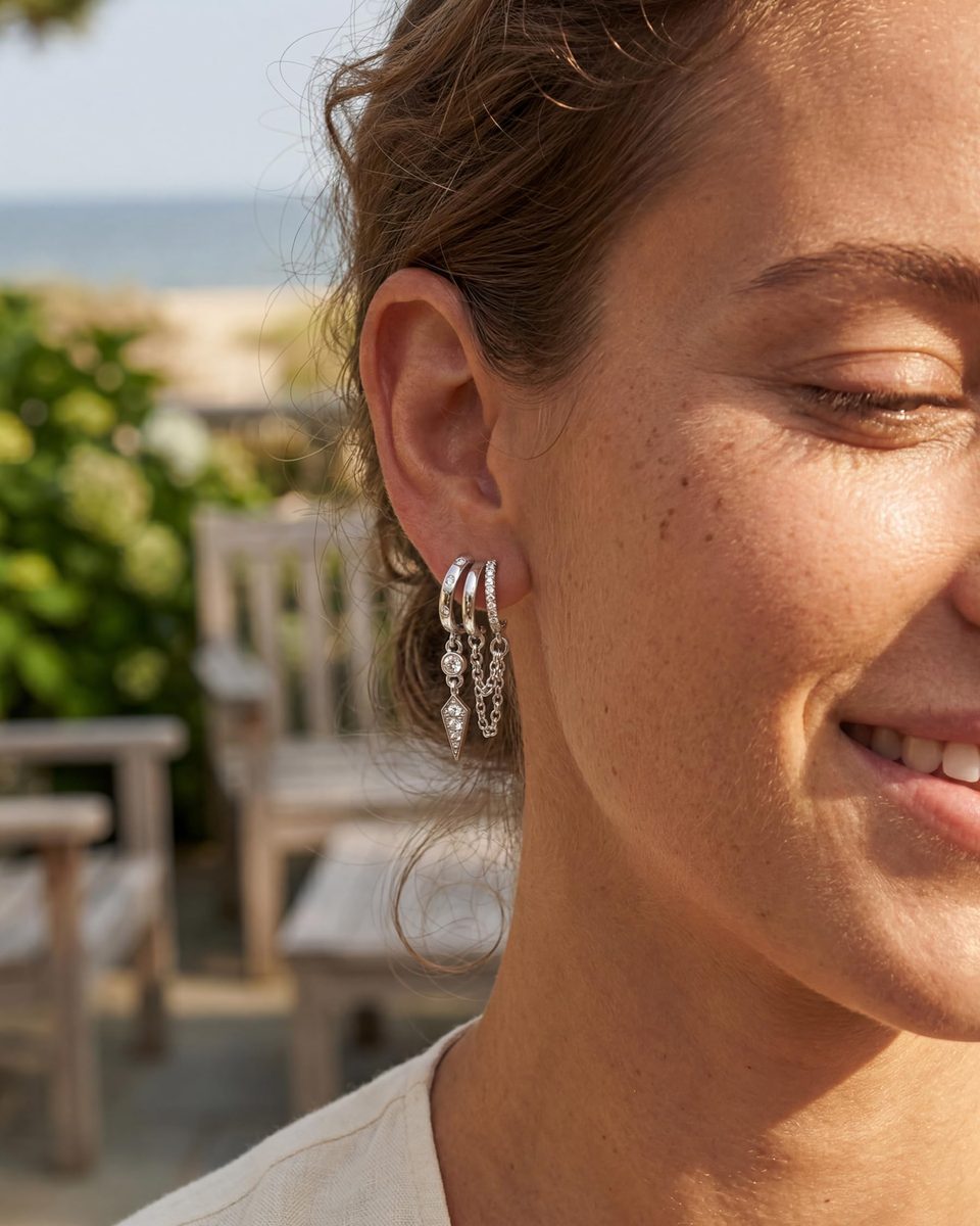 Trendy Silver Huggie Earrings – photo 2