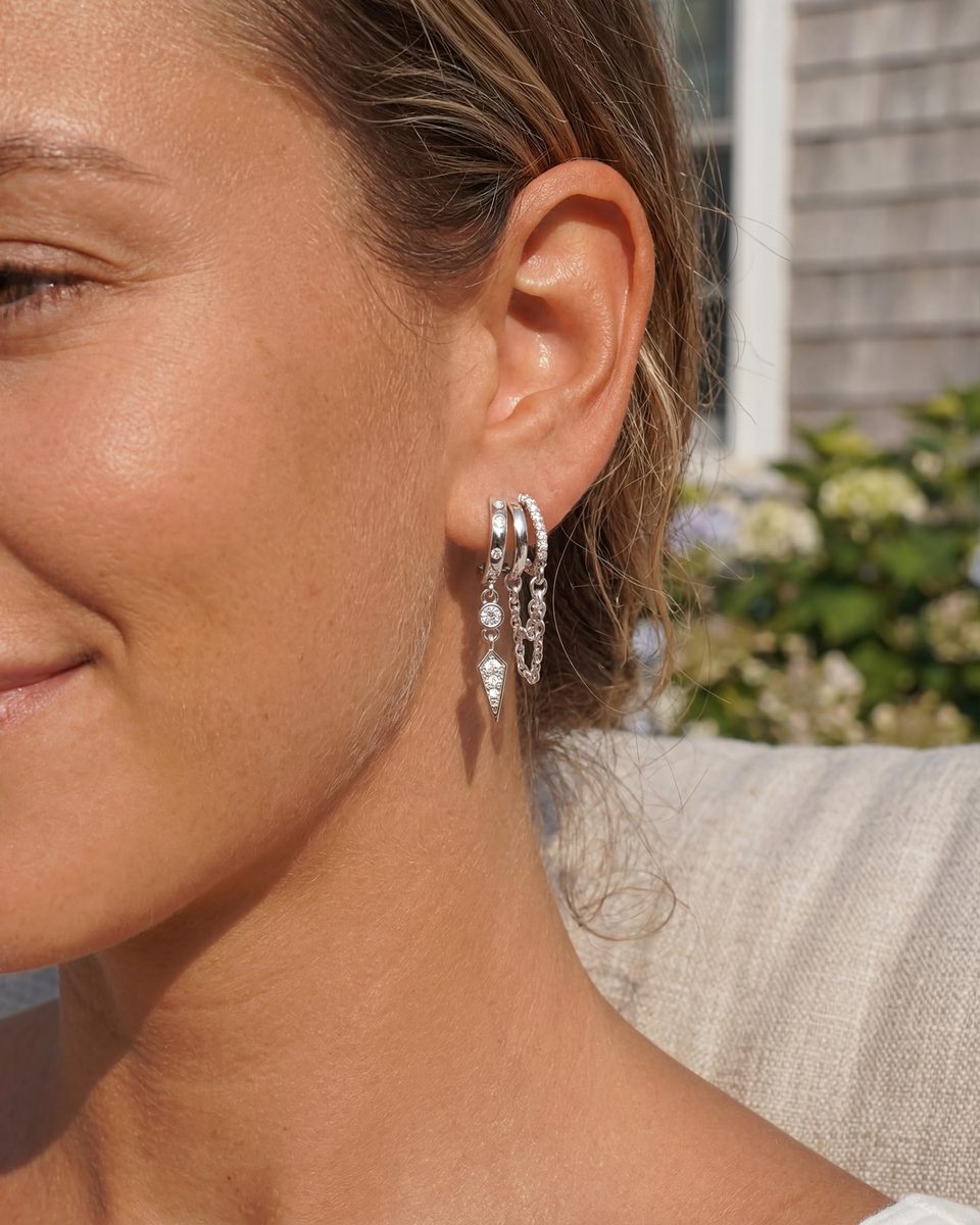 Trendy Silver Huggie Earrings – photo 3