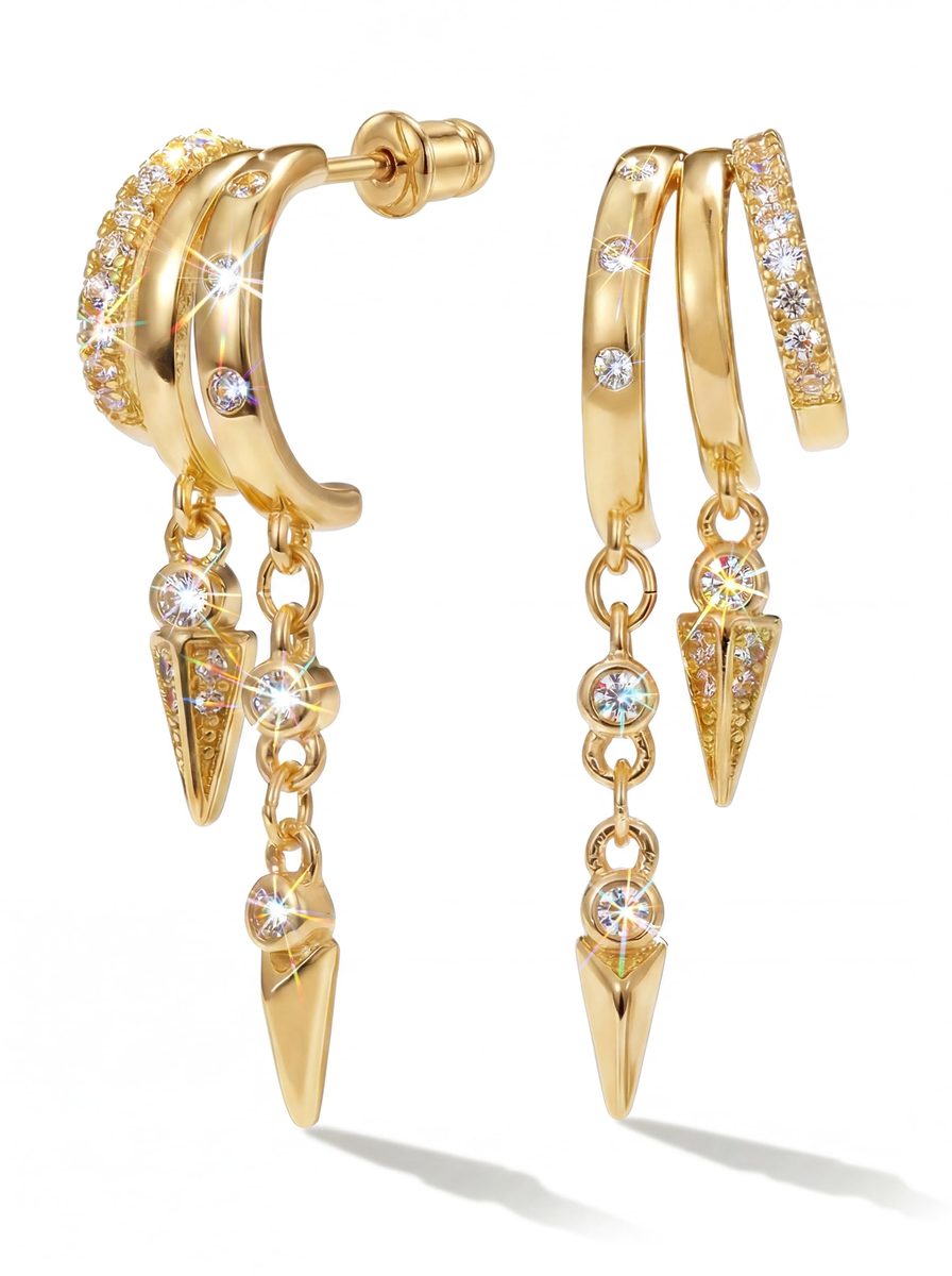 Trendy 14K Gold Dangle Earrings