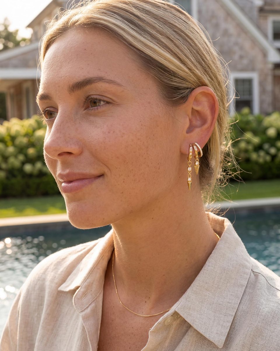 Trendy 14K Gold Dangle Earrings – photo 3