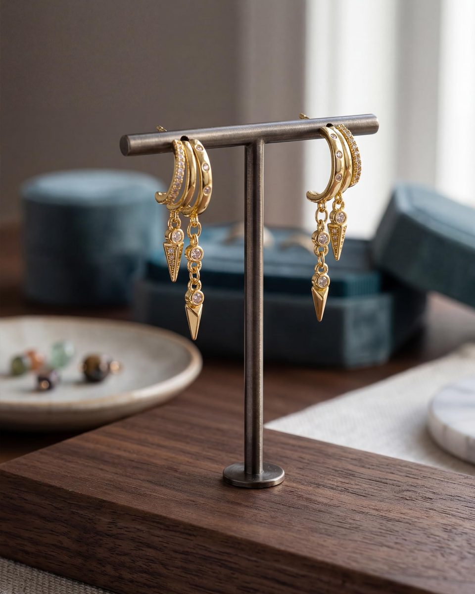 Trendy 14K Gold Dangle Earrings – photo 6