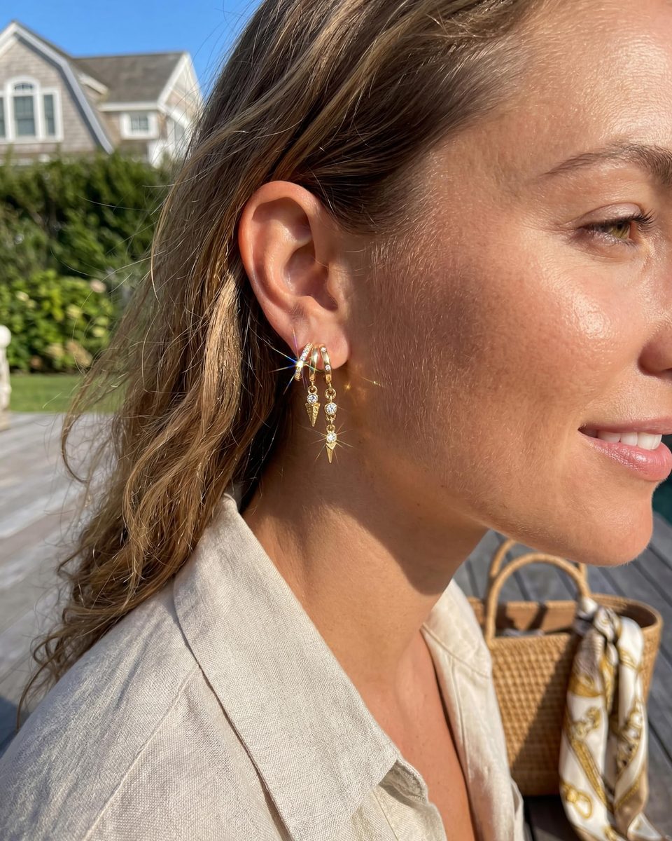 Trendy 14K Gold Dangle Earrings – photo 7