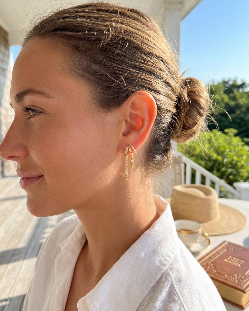 Trendy 14K Gold Dangle Earrings – photo 8