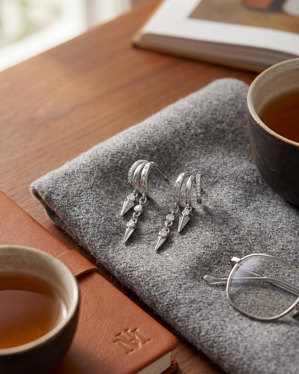 Dainty Silver Huggie Earrings – photo 5