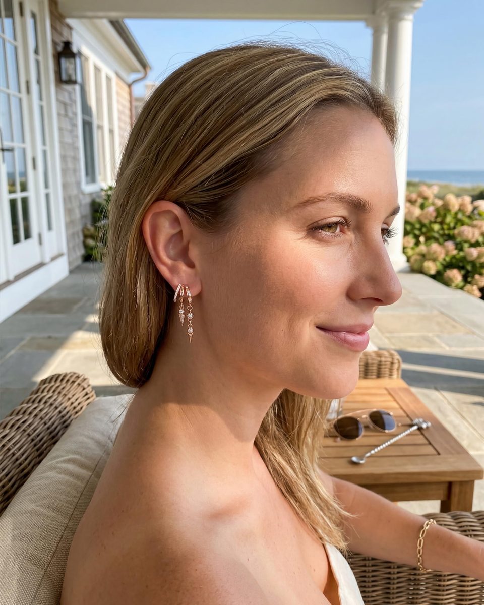 Trendy Rose Gold Huggie Earrings – photo 3