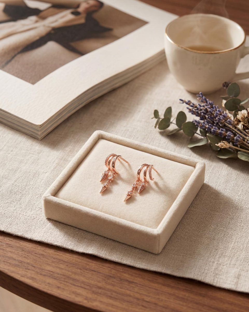 Trendy Rose Gold Huggie Earrings – photo 5