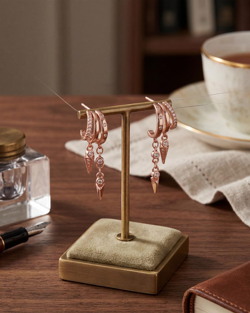 Trendy Rose Gold Huggie Earrings – photo 8