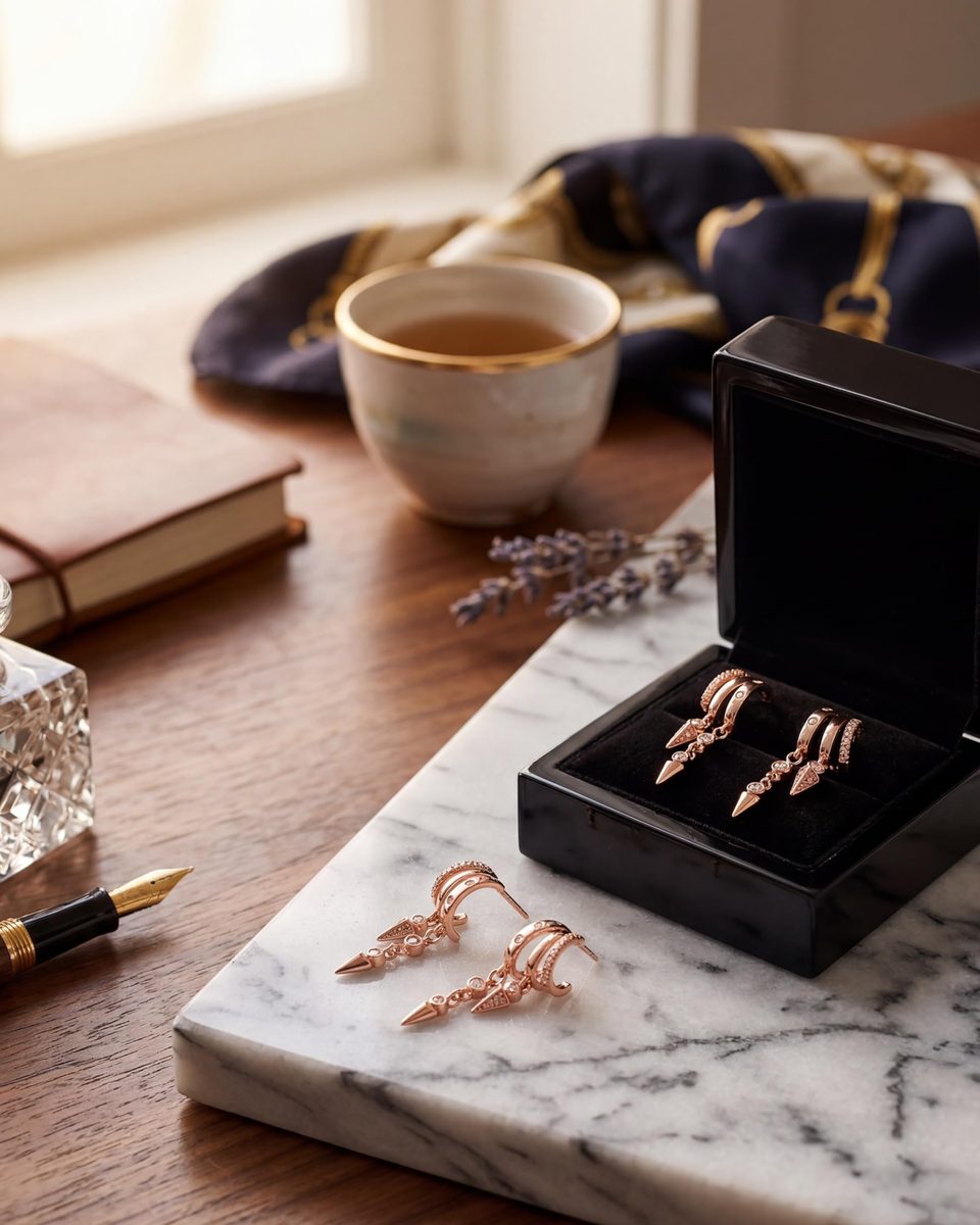 Trendy Rose Gold Huggie Earrings – photo 9