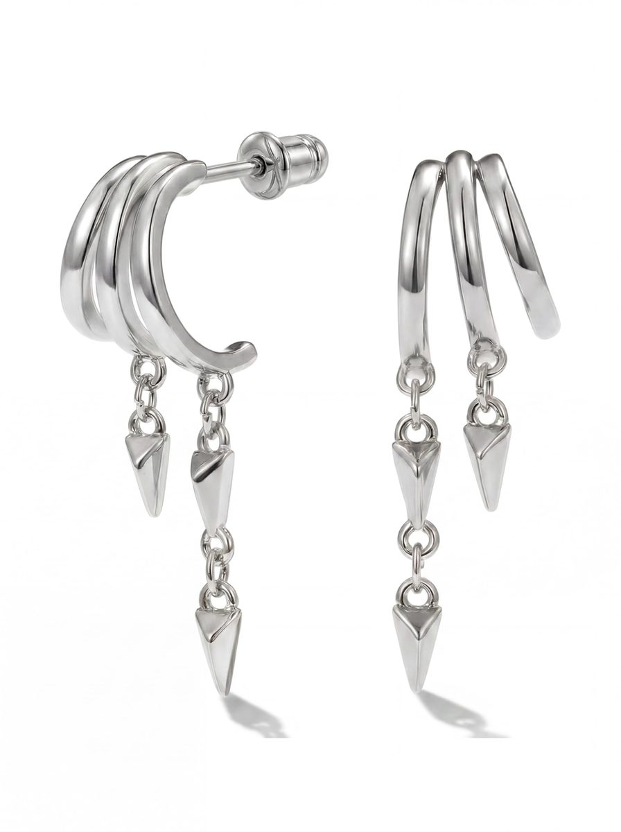 Trendy Silver Huggie Earrings