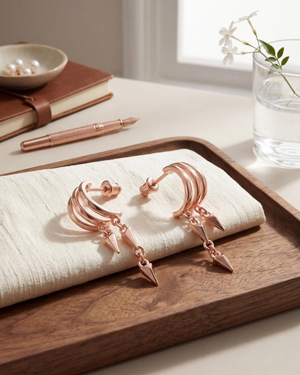 Trendy Rose Gold Tassel Earrings – photo 5