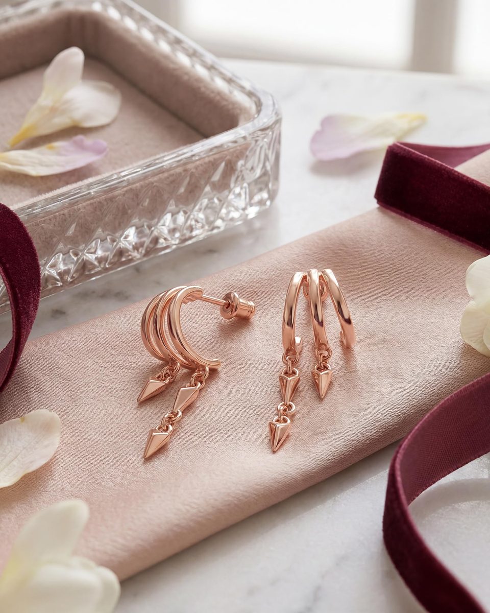 Trendy Rose Gold Tassel Earrings – photo 6