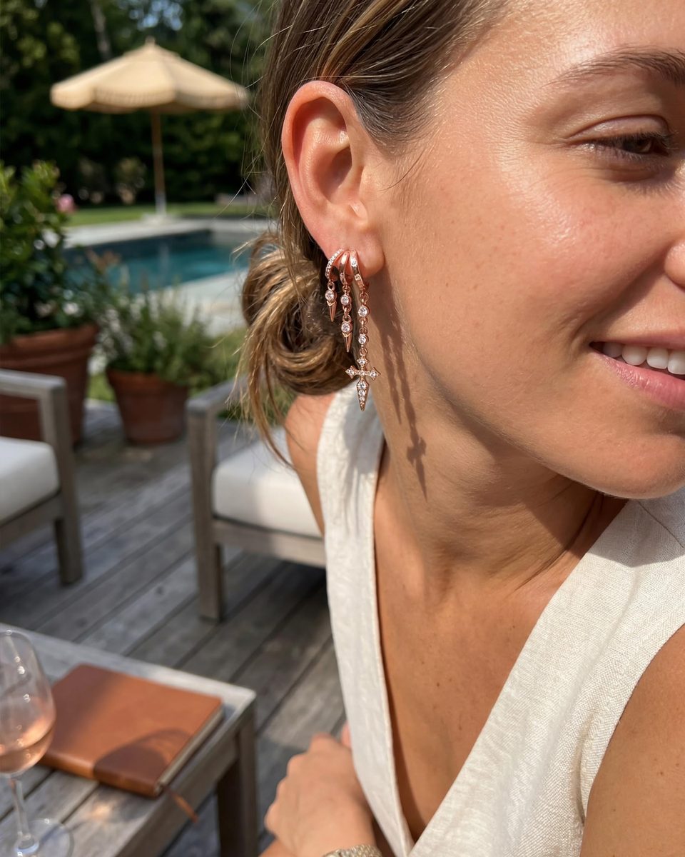 Trendy Rose Gold Dangle Earrings – photo 3