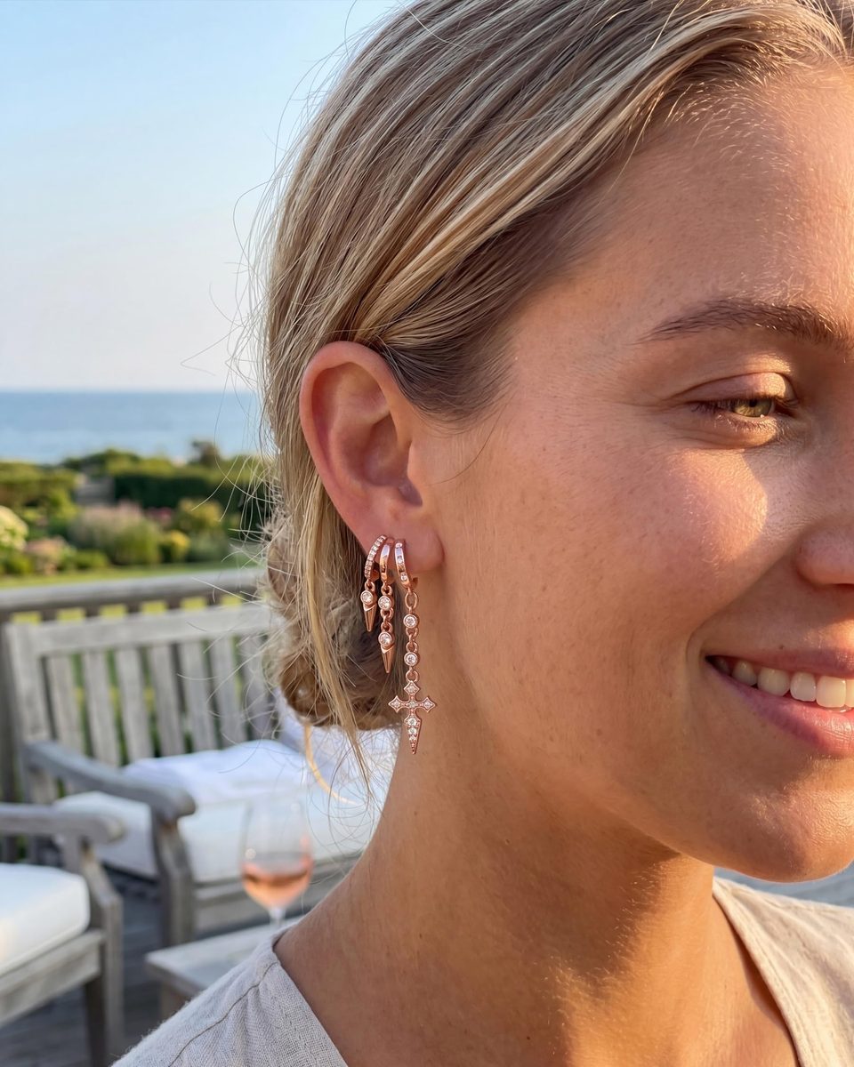 Trendy Rose Gold Dangle Earrings – photo 4