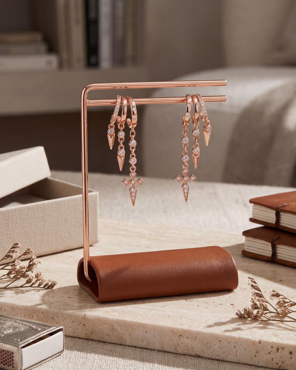 Trendy Rose Gold Dangle Earrings – photo 8