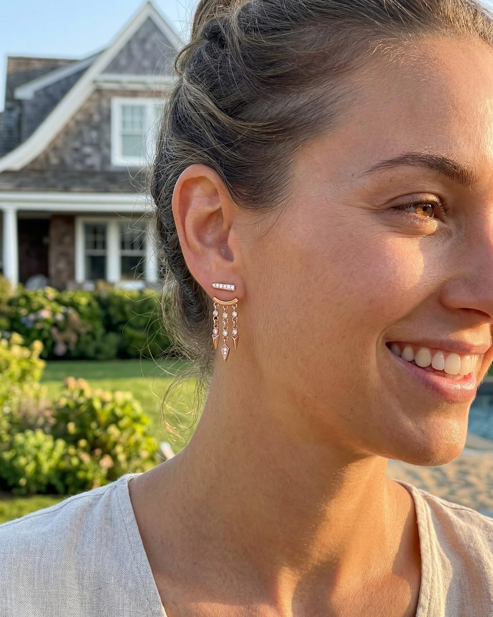 Trendy Rose Gold Stud Earrings – photo 3