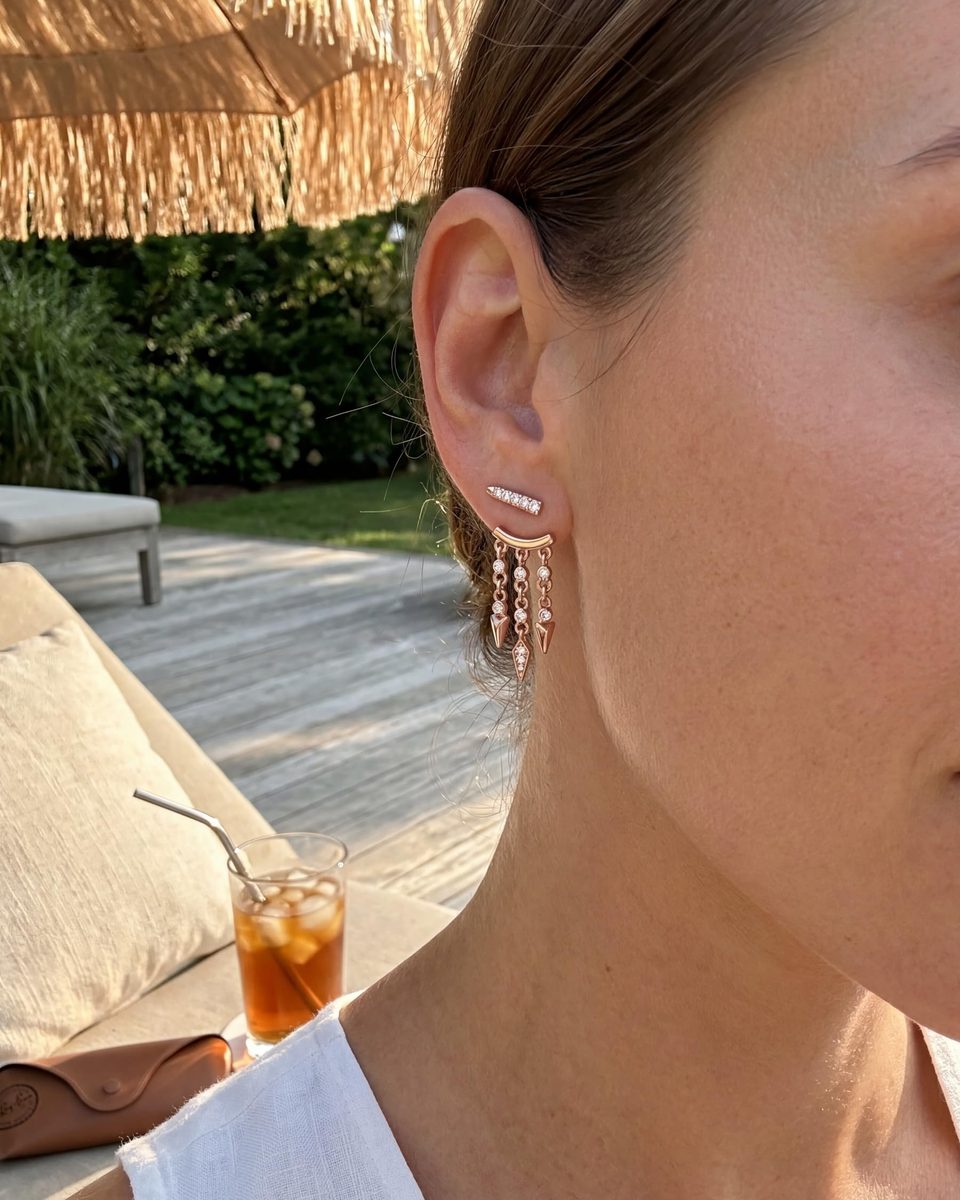 Trendy Rose Gold Stud Earrings – photo 4