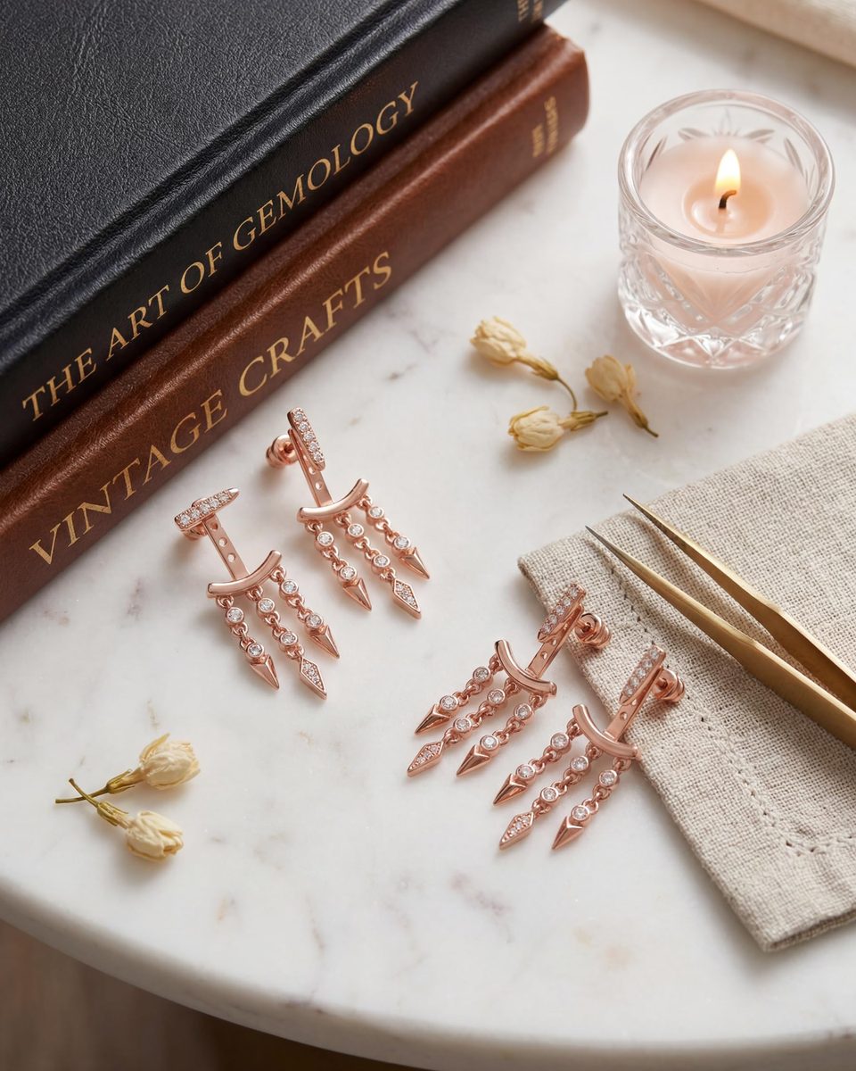 Trendy Rose Gold Stud Earrings – photo 6