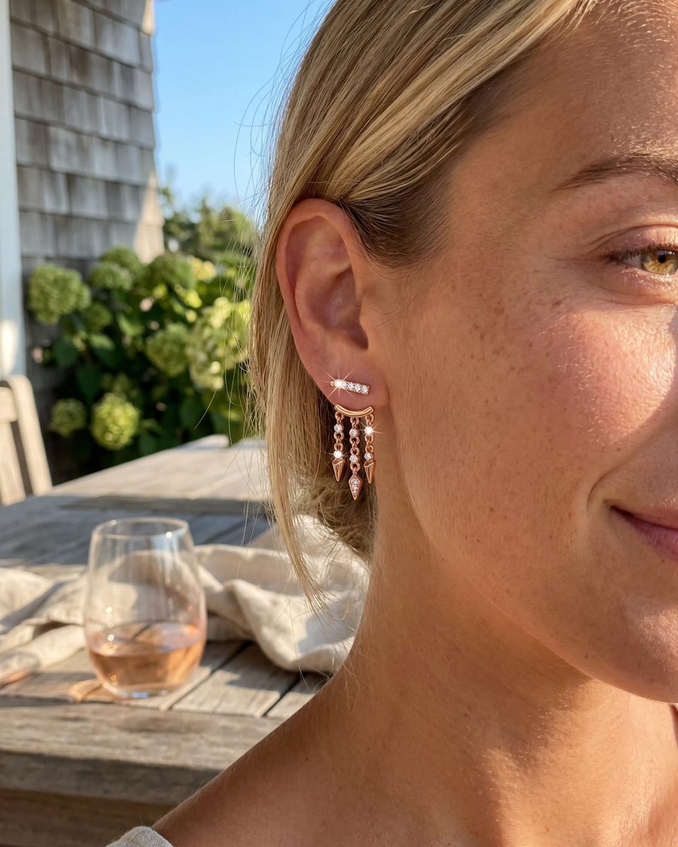 Trendy Rose Gold Stud Earrings – photo 7