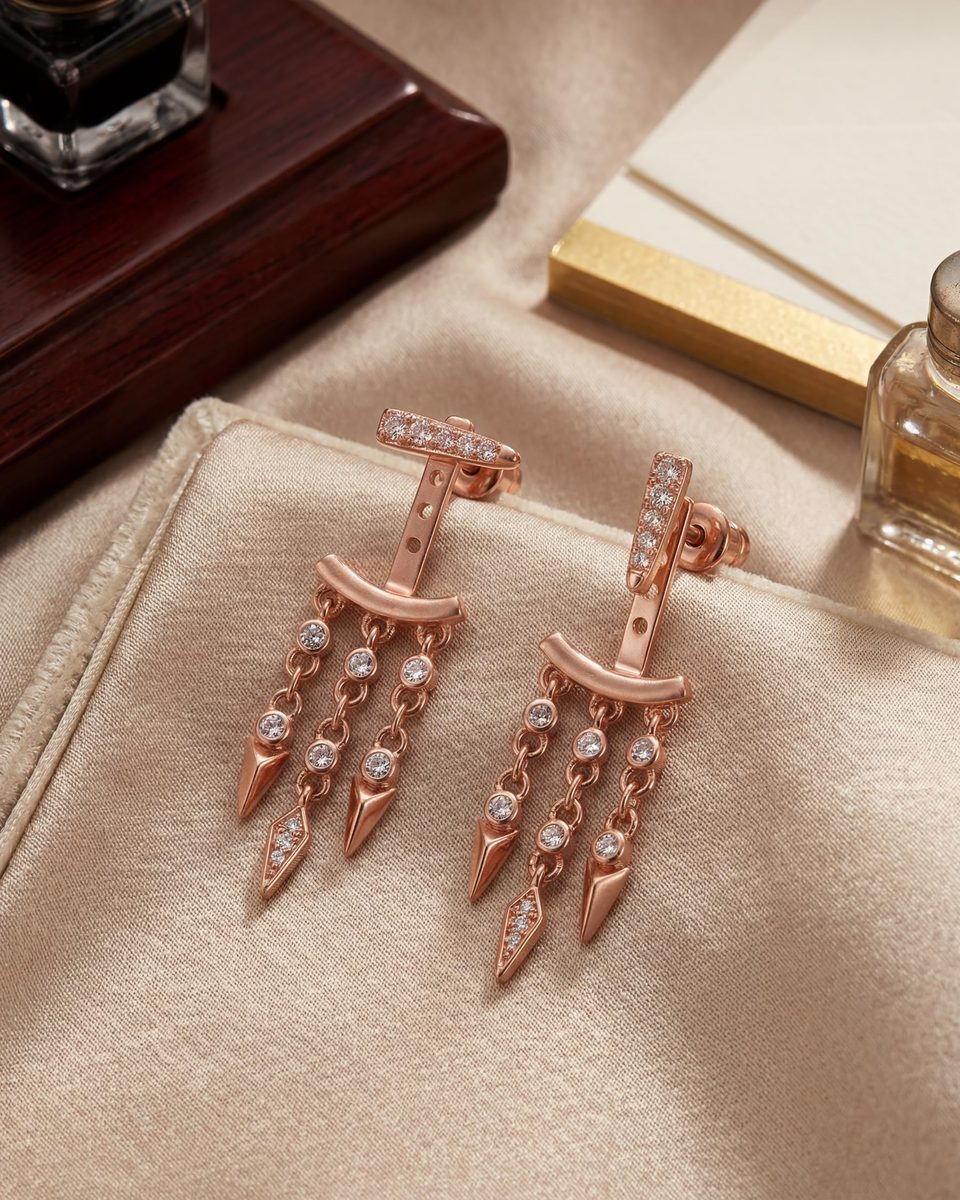 Trendy Rose Gold Stud Earrings – photo 9