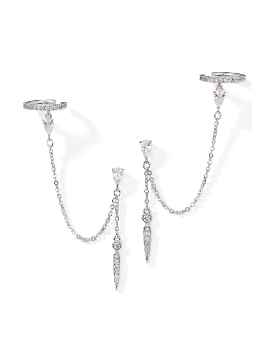 Trendy Silver Ear Cuff Earrings