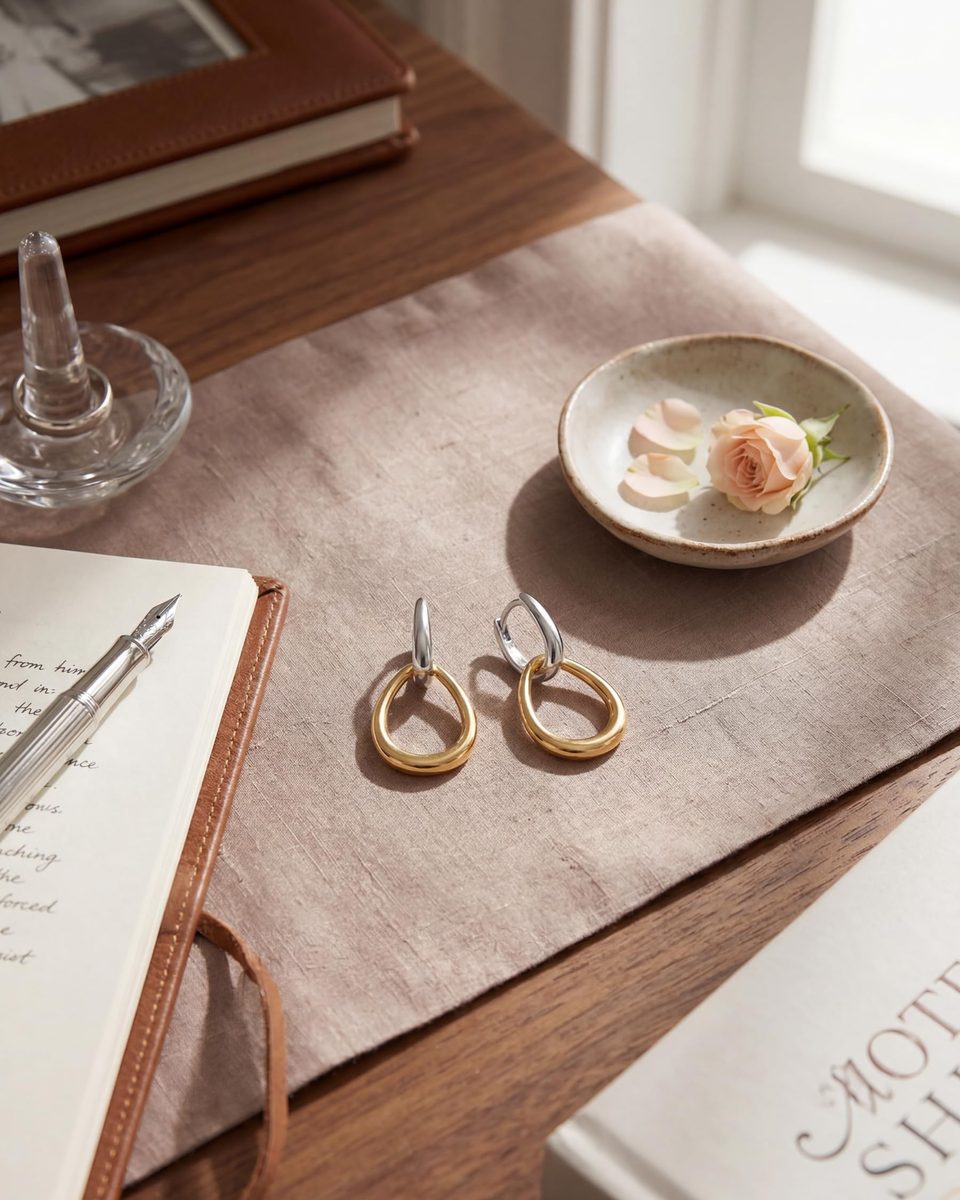 Trendy 14K Gold Dangle Earrings – photo 6
