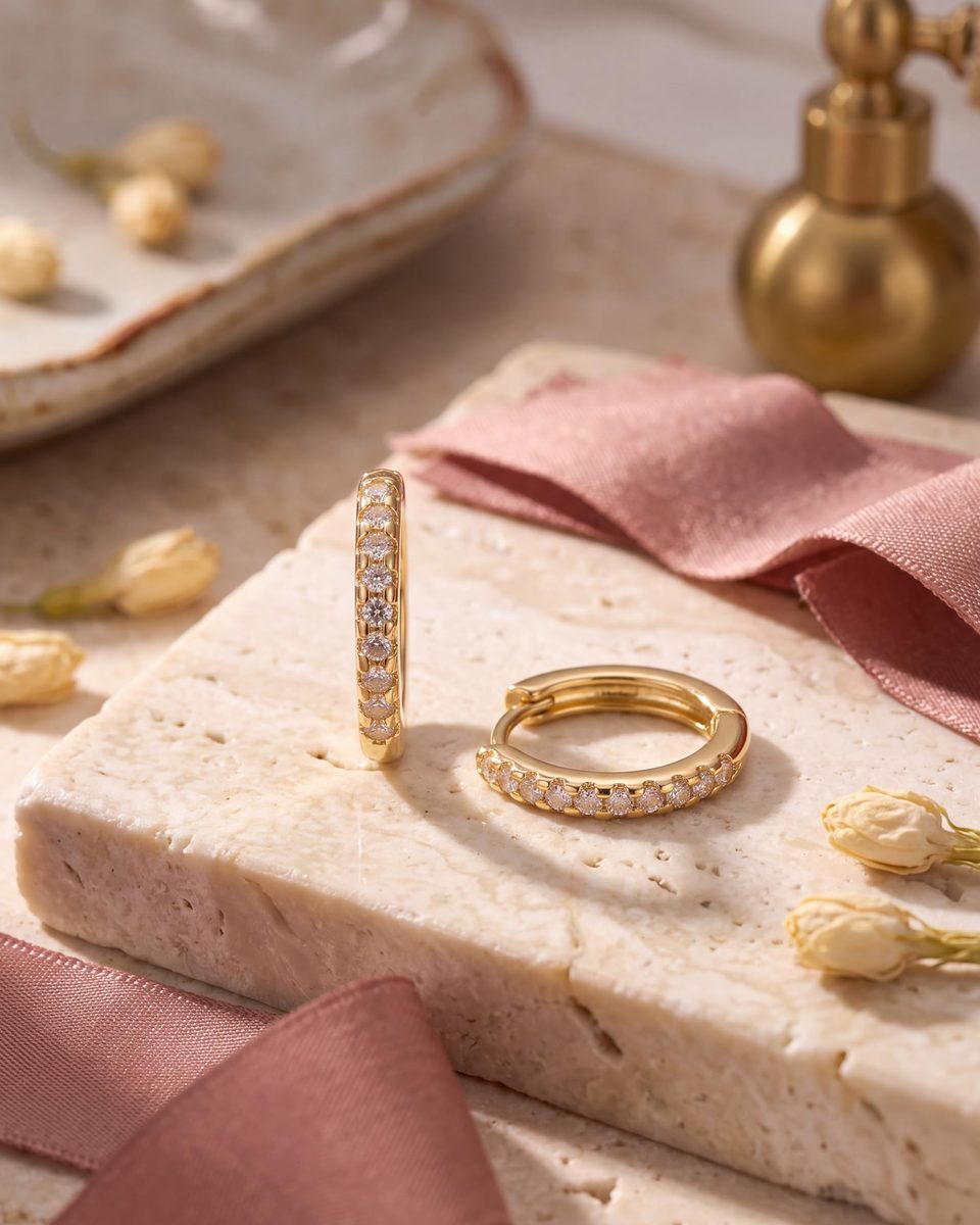 Trendy 14K Gold Huggie Earrings – photo 5