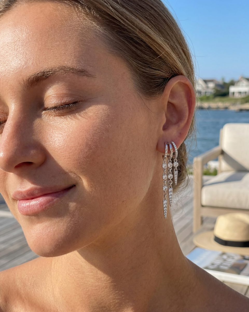 Trendy Silver Dangle Earrings – photo 4