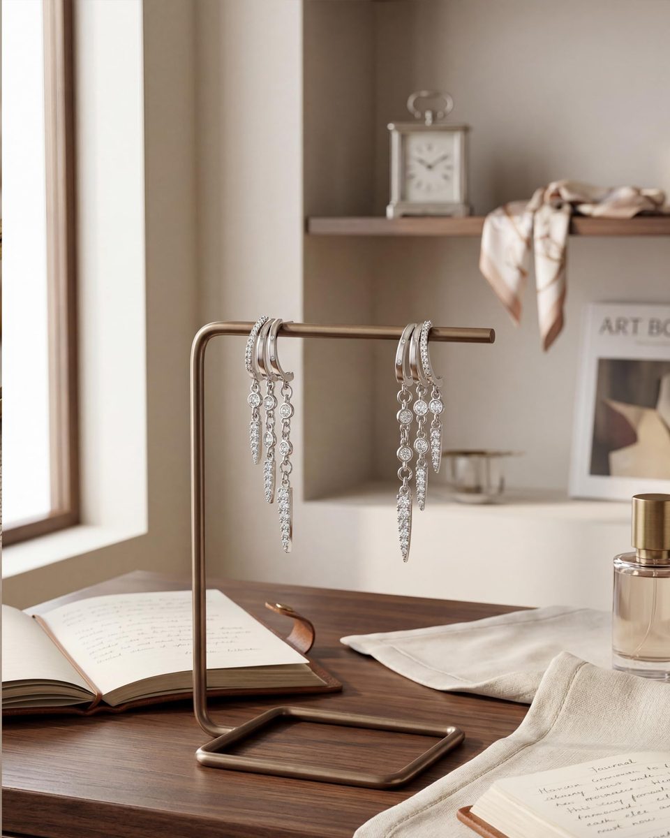 Trendy Silver Dangle Earrings – photo 6