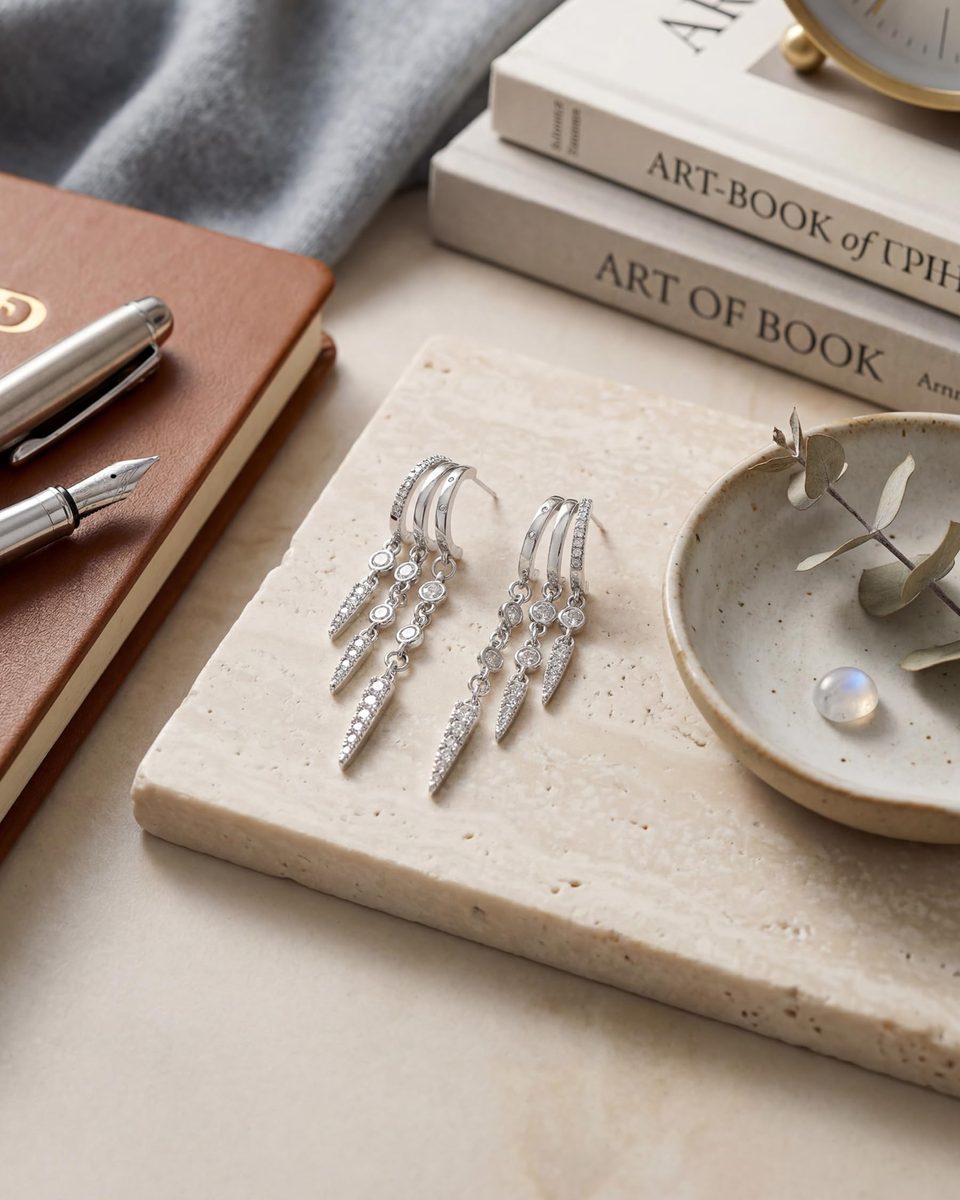 Trendy Silver Dangle Earrings – photo 8