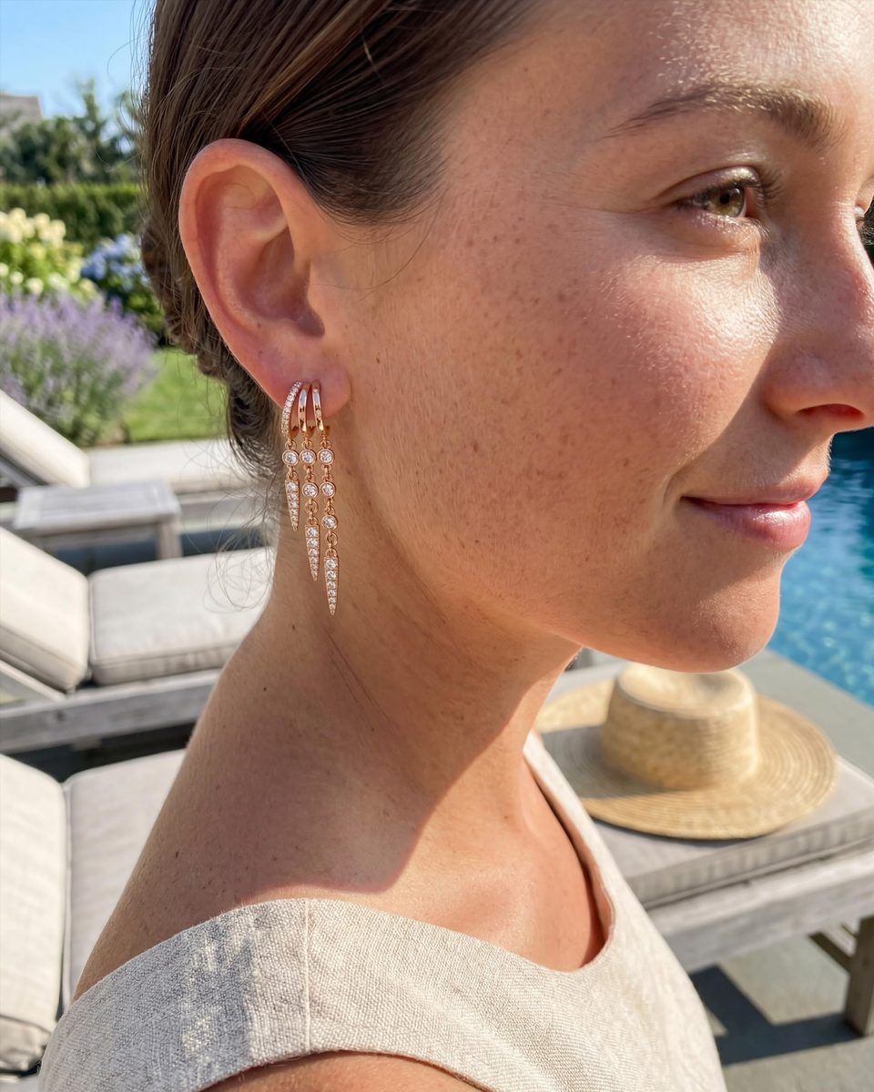 Trendy Rose Gold Dangle Earrings – photo 2