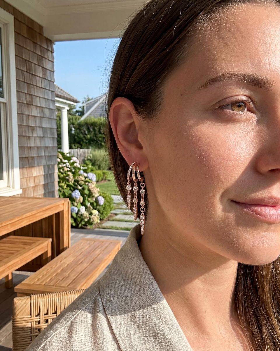 Trendy Rose Gold Dangle Earrings – photo 3