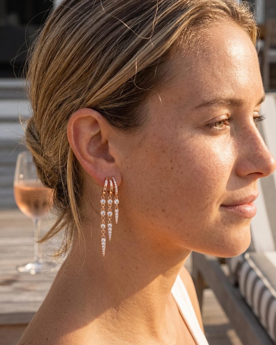Trendy Rose Gold Dangle Earrings – photo 4