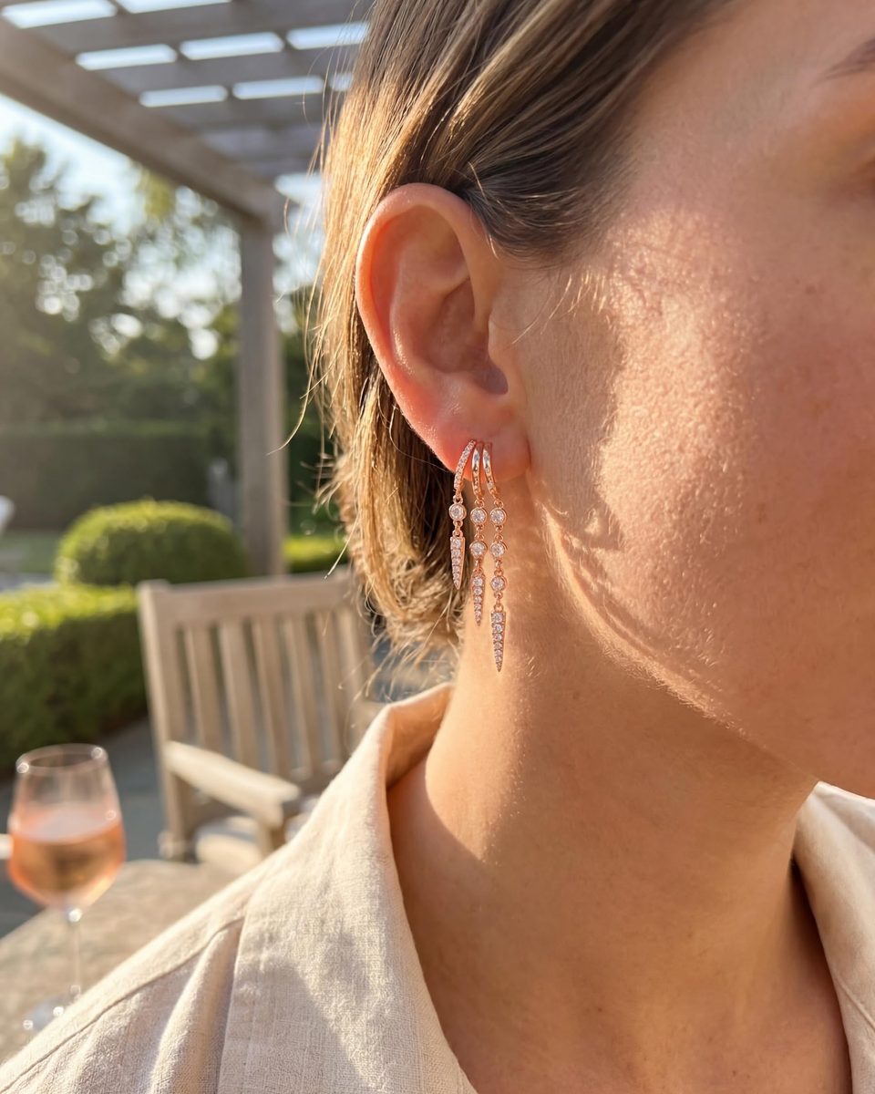 Trendy Rose Gold Dangle Earrings – photo 7