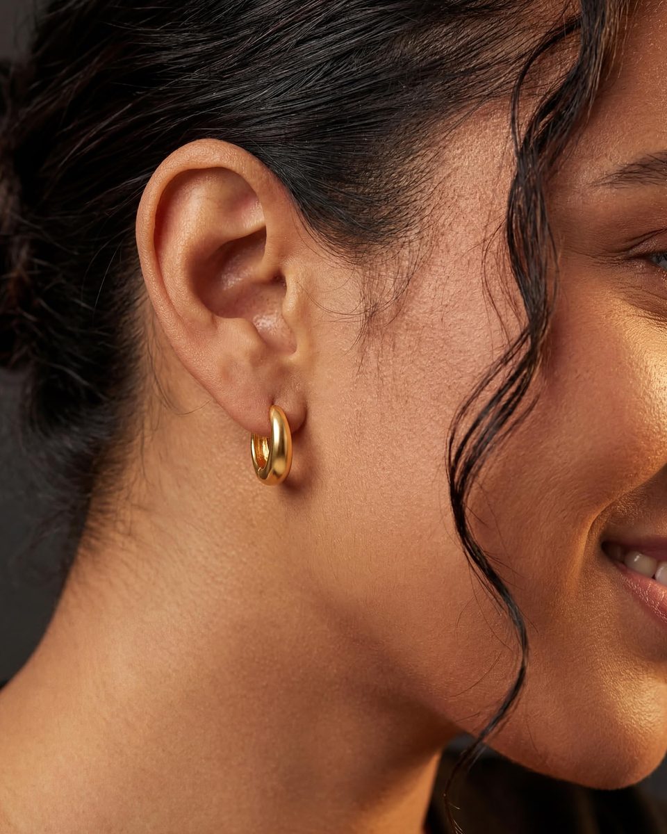Dainty 14K Gold Huggie Earrings – photo 2